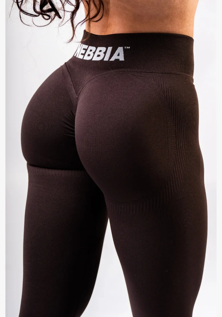 NEBBIA High-waist push-up legíny POWER hnědé
