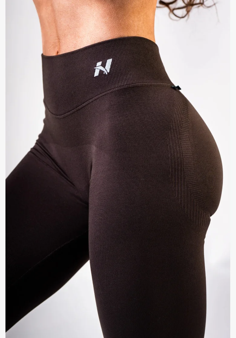 NEBBIA High-waist push-up legíny POWER hnědé