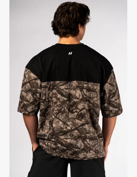 NEBBIA Oversized triko POWER camo bledé