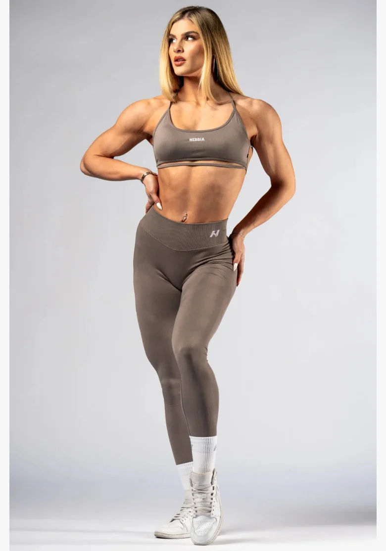 NEBBIA High-waist push-up legíny POWER béžové
