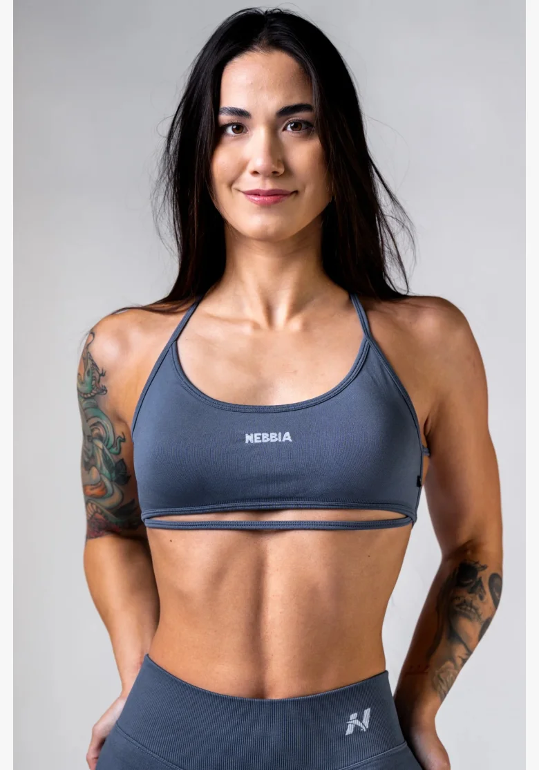 NEBBIA Open-back sportovní podprsenka POWER šedá