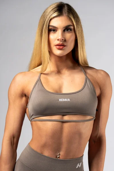NEBBIA Open-back sportovní podprsenka POWER béžová