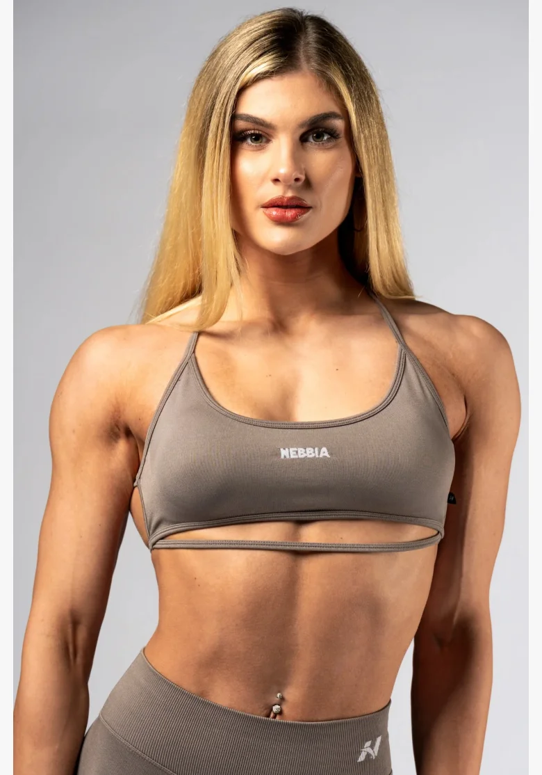 NEBBIA Open-back sportovní podprsenka POWER béžová