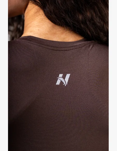 NEBBIA Seamless crop top s krátkým rukávem POWER hnědý
