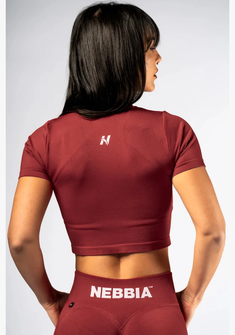 NEBBIA Seamless crop top s krátkým rukávem POWER červený