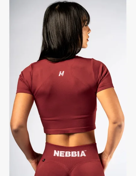 NEBBIA Seamless crop top s krátkým rukávem POWER červený