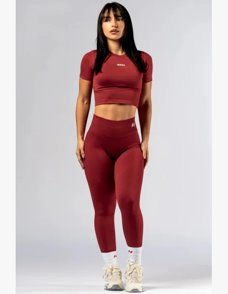 NEBBIA Seamless crop top s krátkým rukávem POWER červený