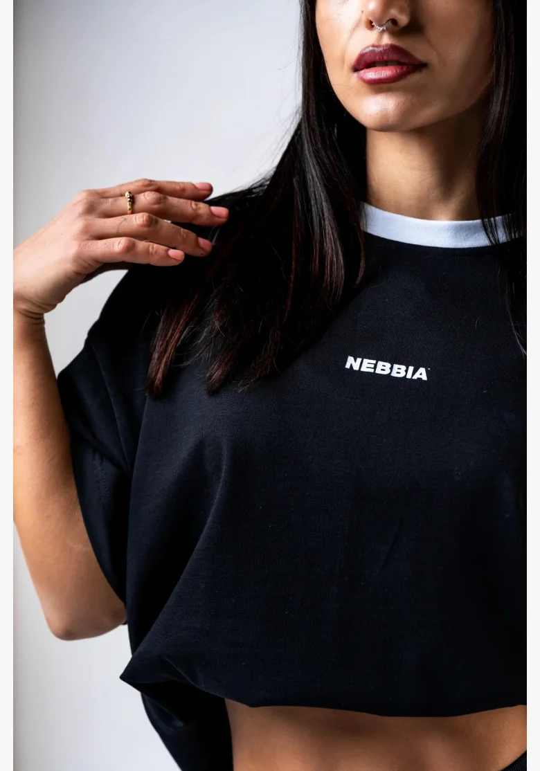 NEBBIA Relaxed fit tričko POWER černé