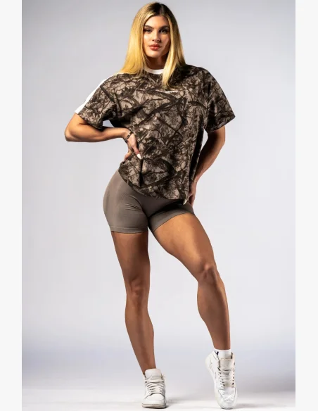 NEBBIA Relaxed fit tričko POWER camo béžové