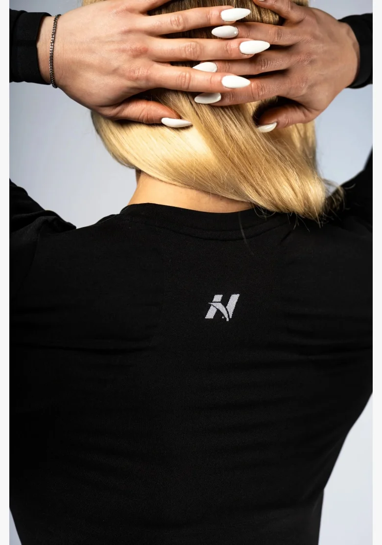 NEBBIA Seamless crop top s dlouhým rukávem POWER černý