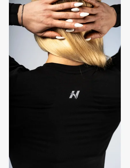 NEBBIA Seamless crop top s dlouhým rukávem POWER černý