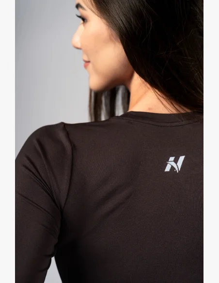 NEBBIA Seamless crop top s dlouhým rukávem POWER hnědé