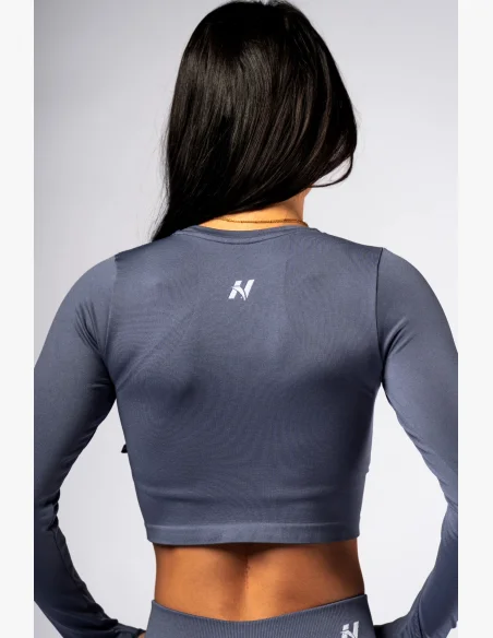 NEBBIA Seamless crop top s dlouhým rukávem POWER šedý