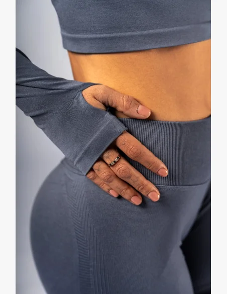 NEBBIA Seamless crop top s dlouhým rukávem POWER šedý