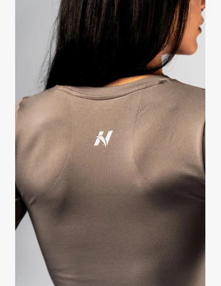 NEBBIA Seamless crop top s dlouhým rukávem POWER béžový