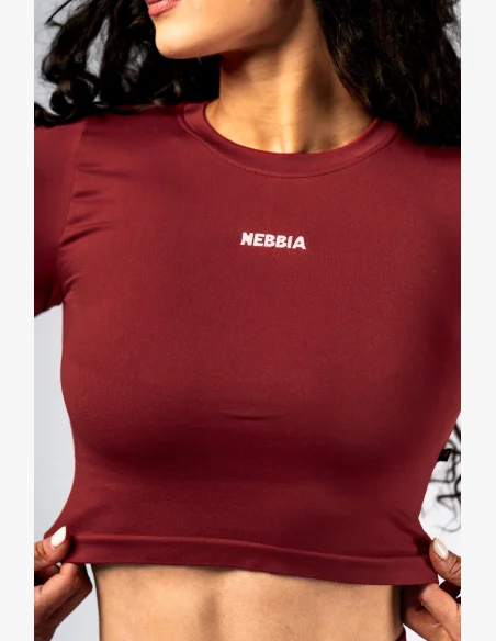 NEBBIA Seamless crop top s dlouhým rukávem POWER červený