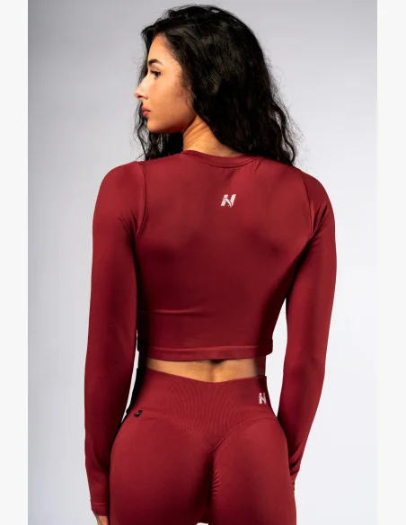 NEBBIA Seamless crop top s dlouhým rukávem POWER červený