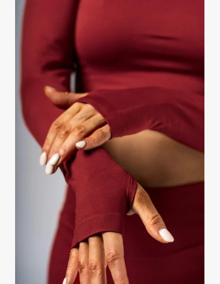NEBBIA Seamless crop top s dlouhým rukávem POWER červený