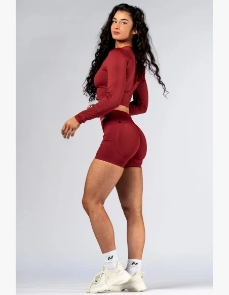 NEBBIA Seamless crop top s dlouhým rukávem POWER červený