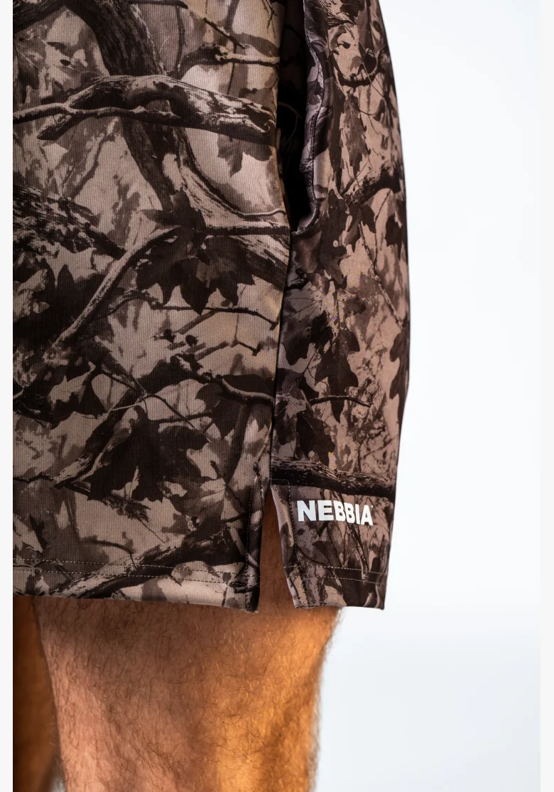 NEBBIA Tréninkové šortky POWER camo bledé