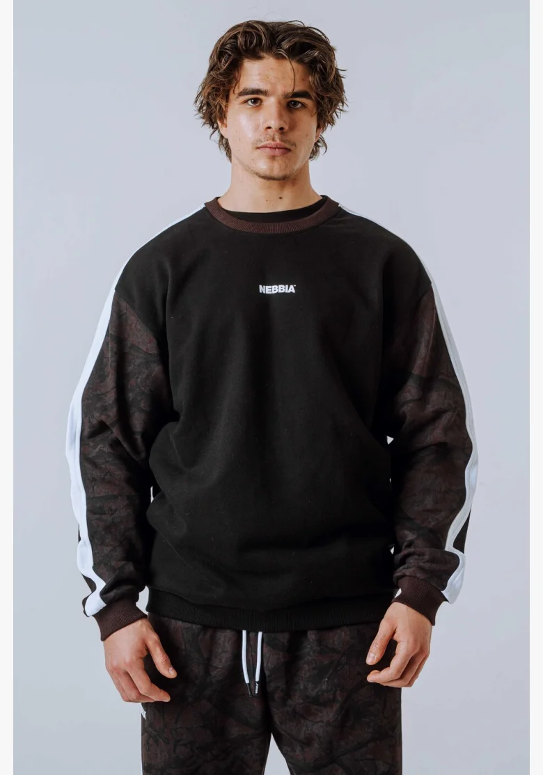 NEBBIA Relaxed fit mikina POWER camo tmavá