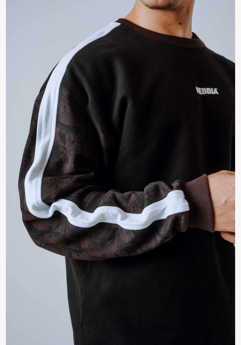NEBBIA Relaxed fit mikina POWER camo tmavá