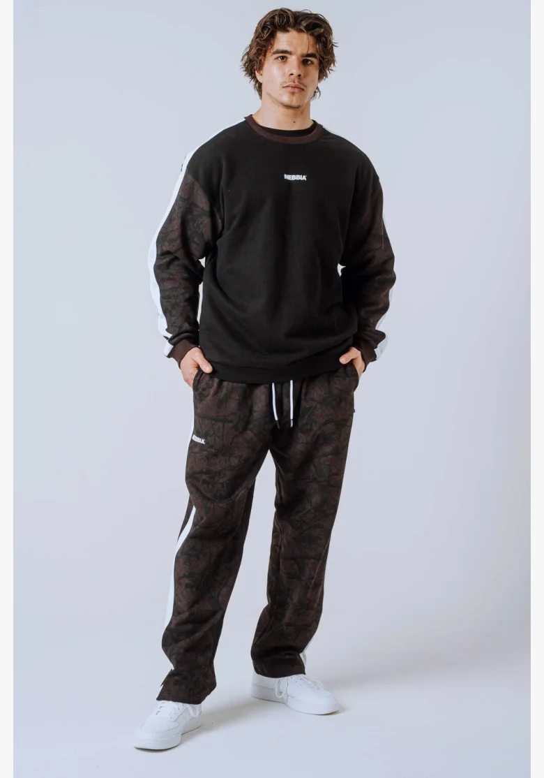 NEBBIA Relaxed fit mikina POWER camo tmavá