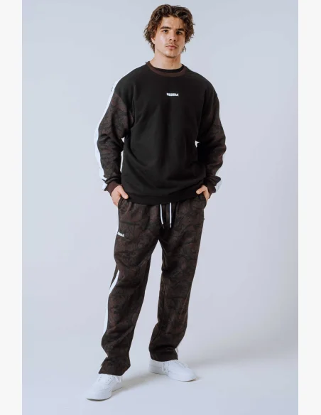 NEBBIA Relaxed fit mikina POWER camo tmavá