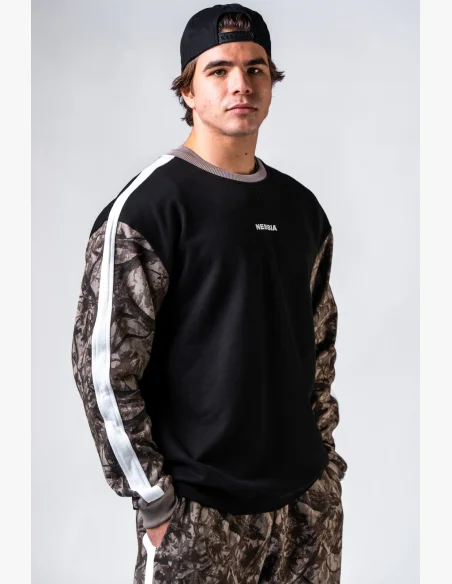 NEBBIA Relaxed fit mikina POWER camo bledé