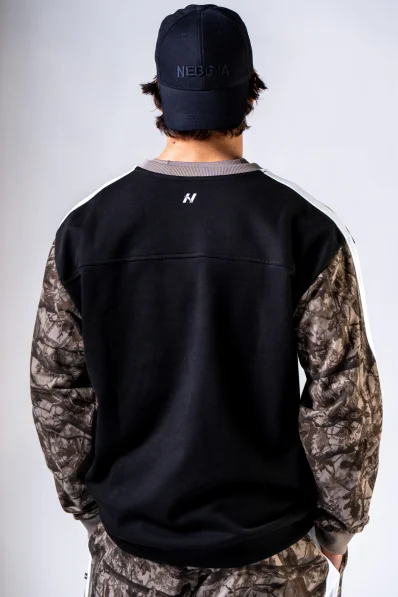 NEBBIA Relaxed fit mikina POWER camo bledé 2