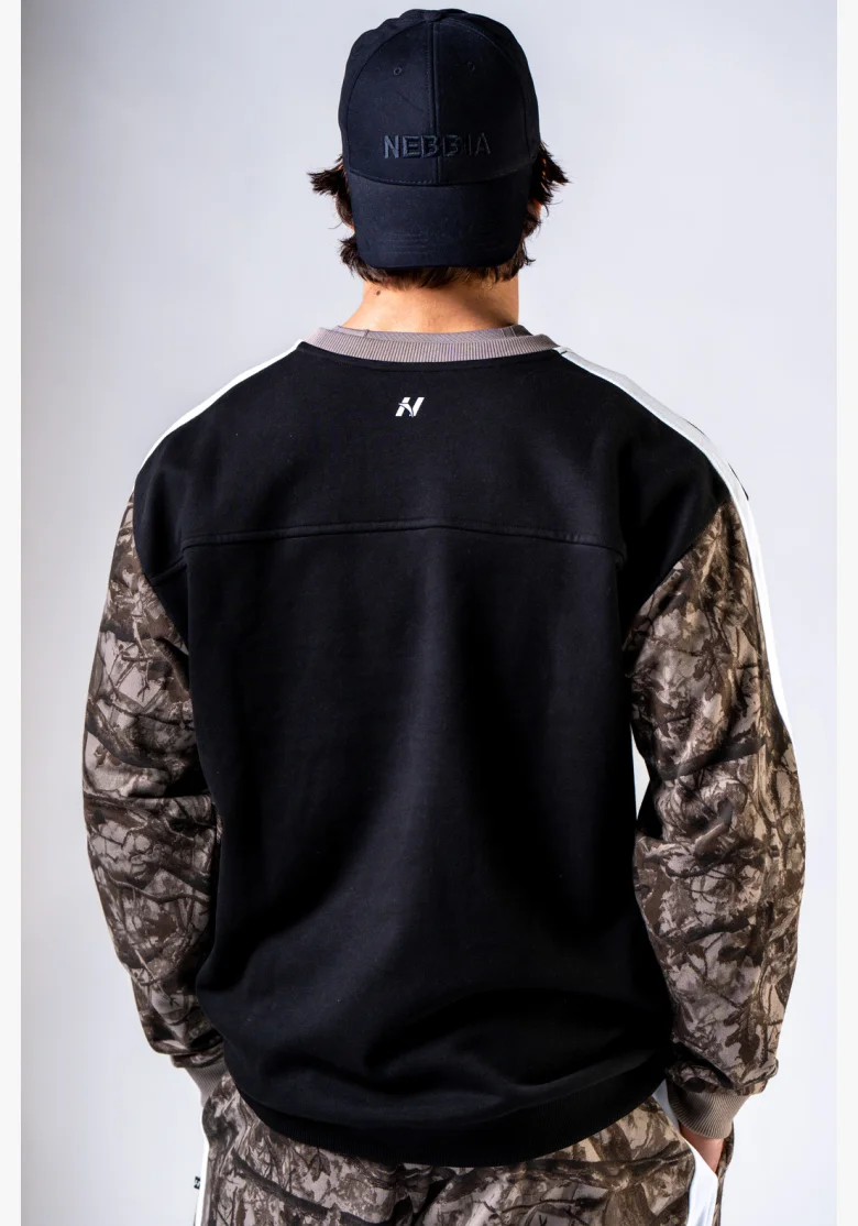 NEBBIA Relaxed fit mikina POWER camo bledé