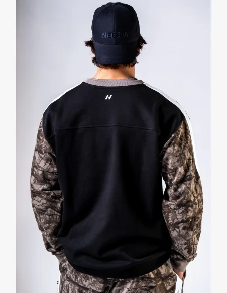 NEBBIA Relaxed fit mikina POWER camo bledé