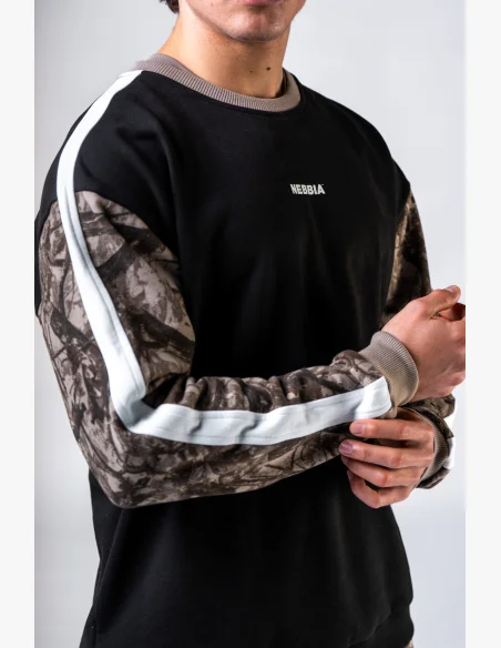 NEBBIA Relaxed fit mikina POWER camo bledé