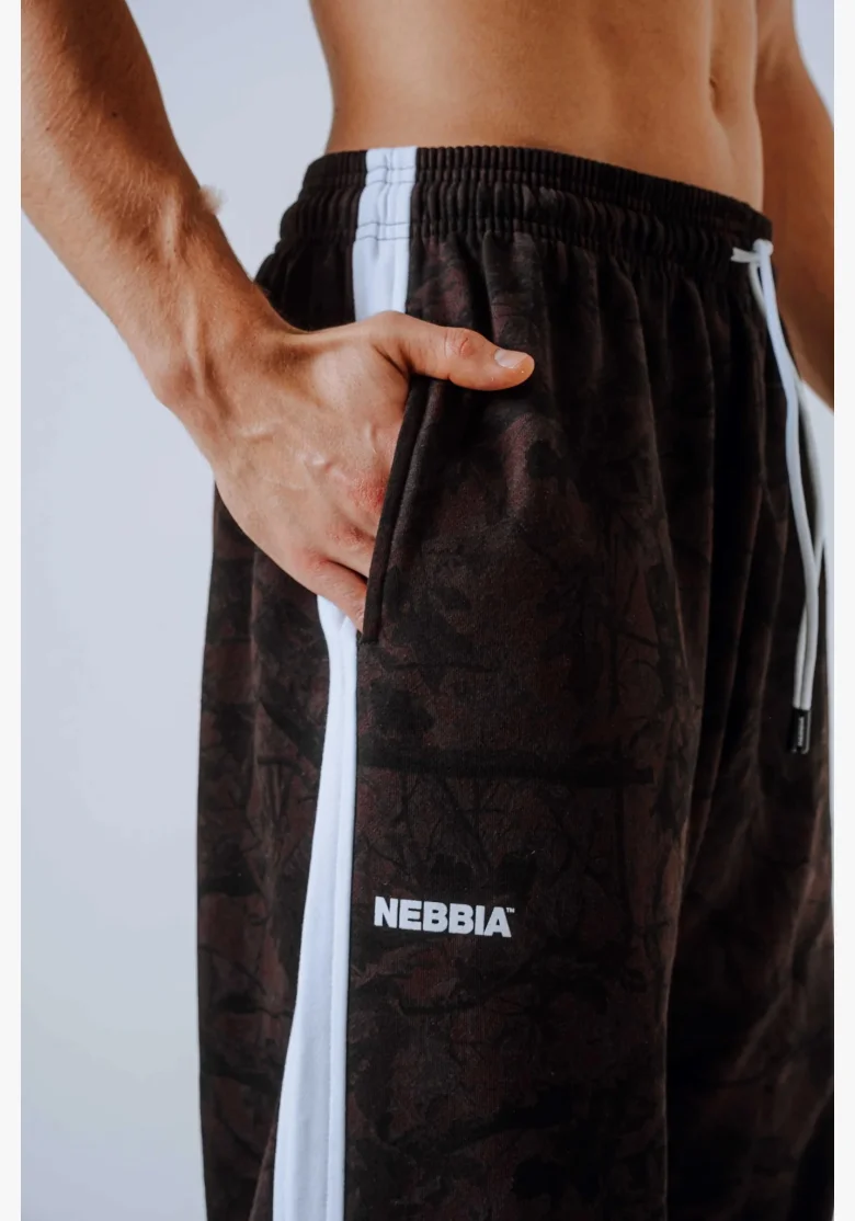 NEBBIA Relaxed fit tepláky POWER camo tmavé