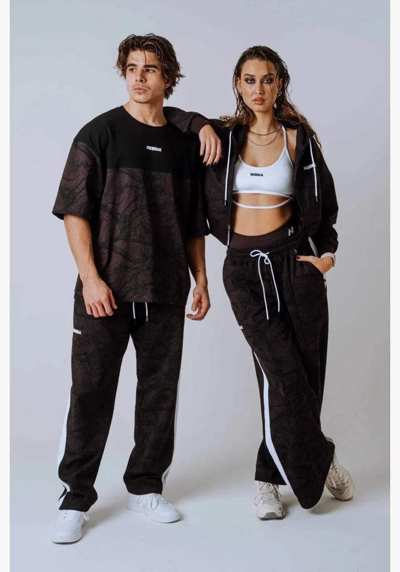 NEBBIA Relaxed fit tepláky POWER camo tmavé