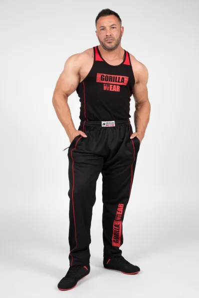 Gorilla Wear pánské tepláky Wallace Mesh – černá/červená