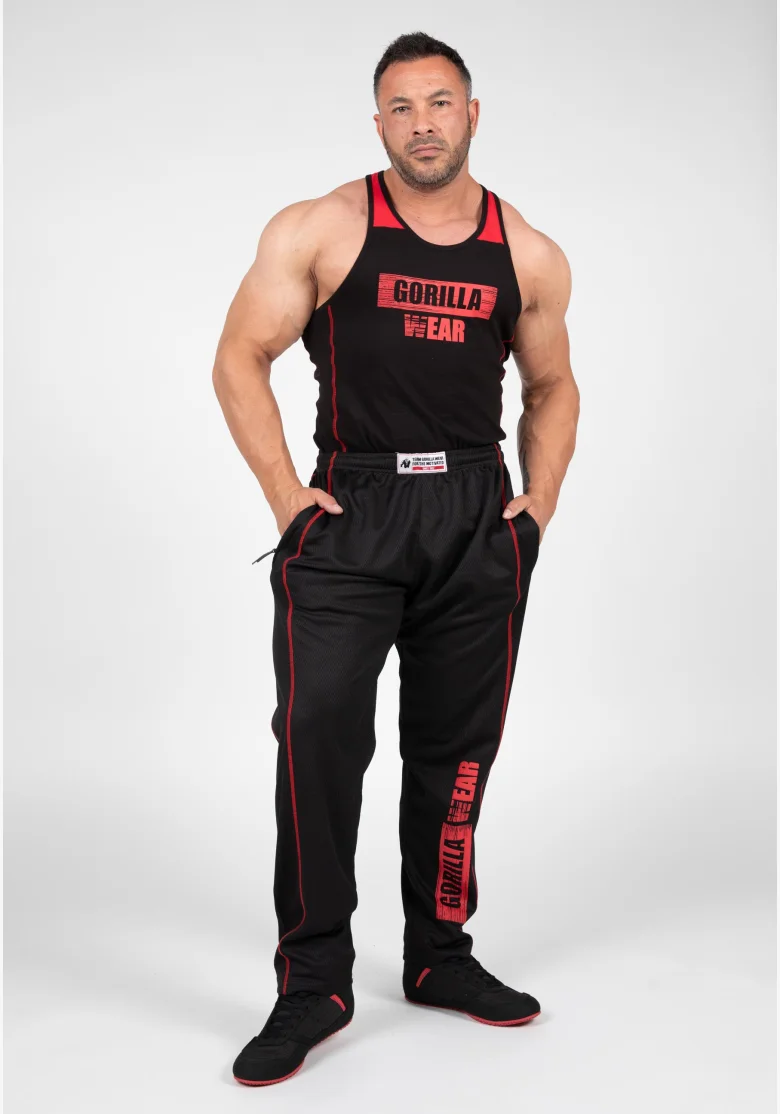 Gorilla Wear pánské tepláky Wallace Mesh – černá/červená