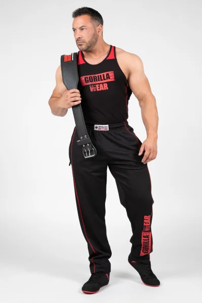Gorilla Wear pánské tepláky Wallace Mesh – černá/červená 2