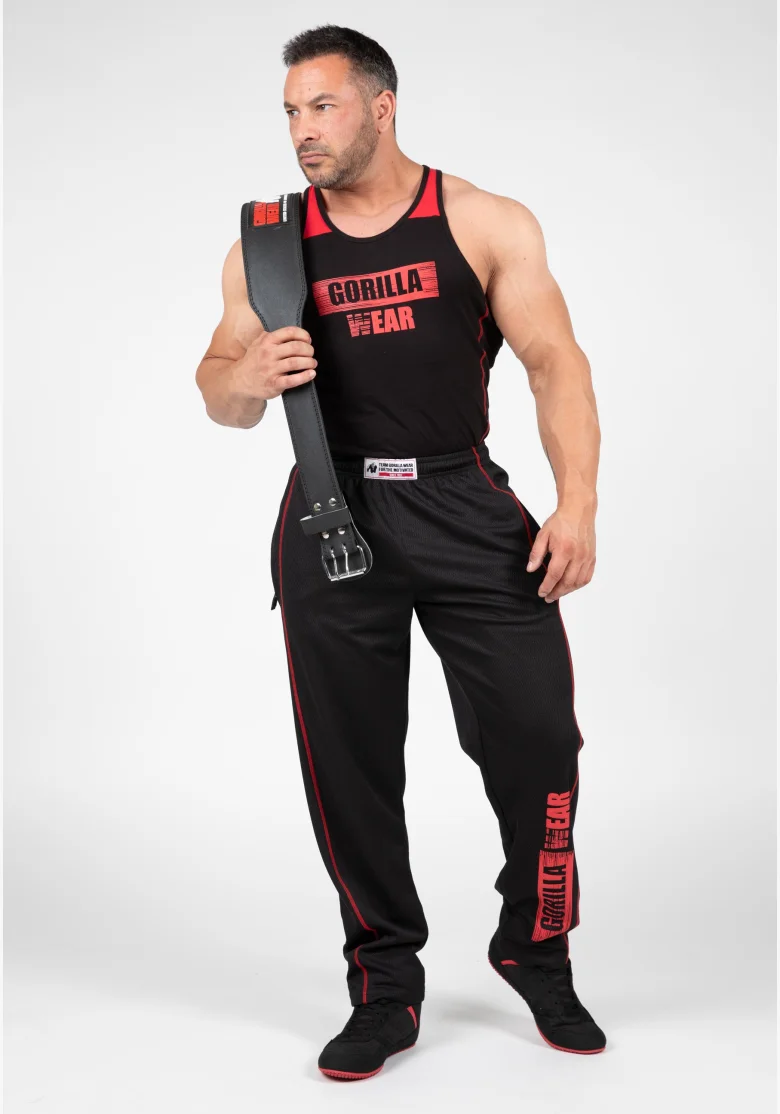 Gorilla Wear pánské tepláky Wallace Mesh – černá/červená